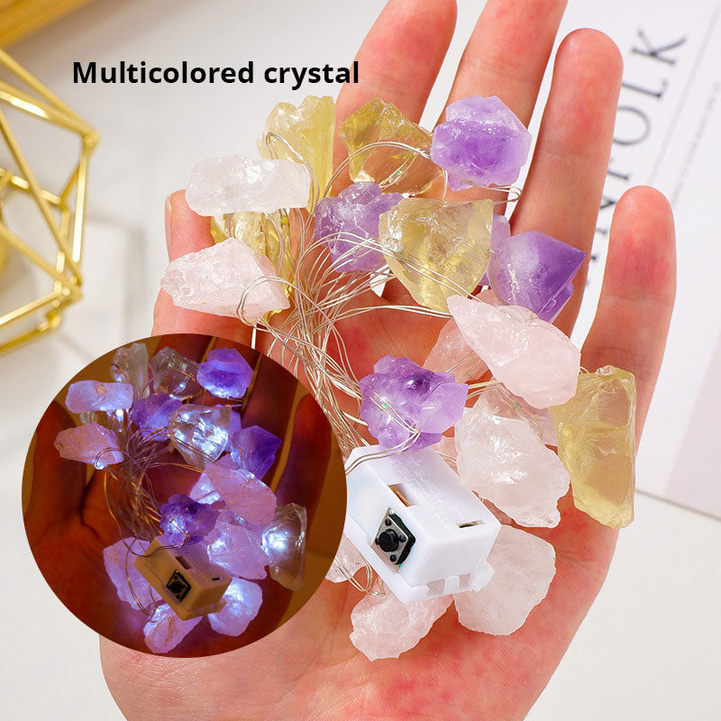 Pink Amethyst Crystal String Lights for Cozy Room Decor