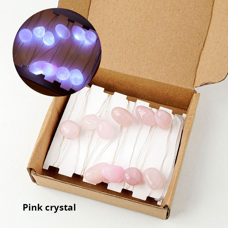 Pink Amethyst Crystal String Lights for Cozy Room Decor