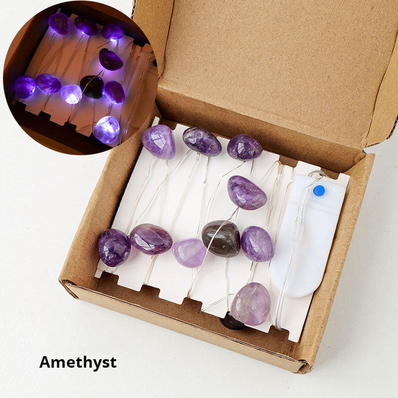 Pink Amethyst Crystal String Lights for Cozy Room Decor