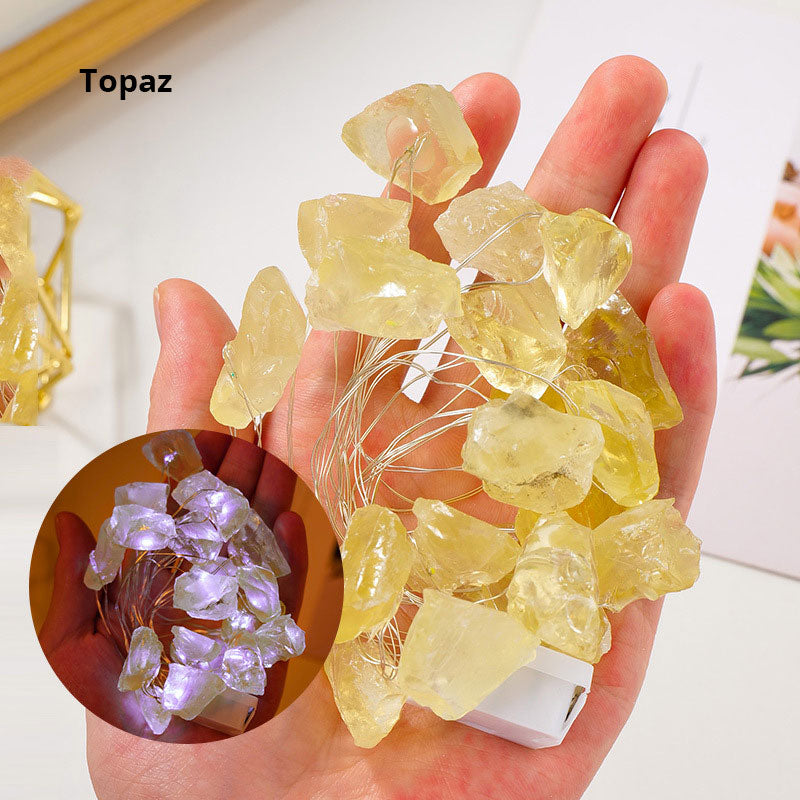 Pink Amethyst Crystal String Lights for Cozy Room Decor