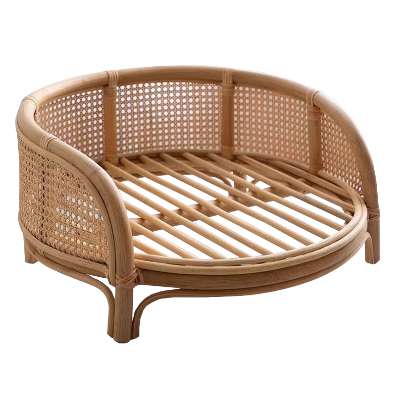 Natural Rattan Pet Bed for Cozy Elevated Lounging