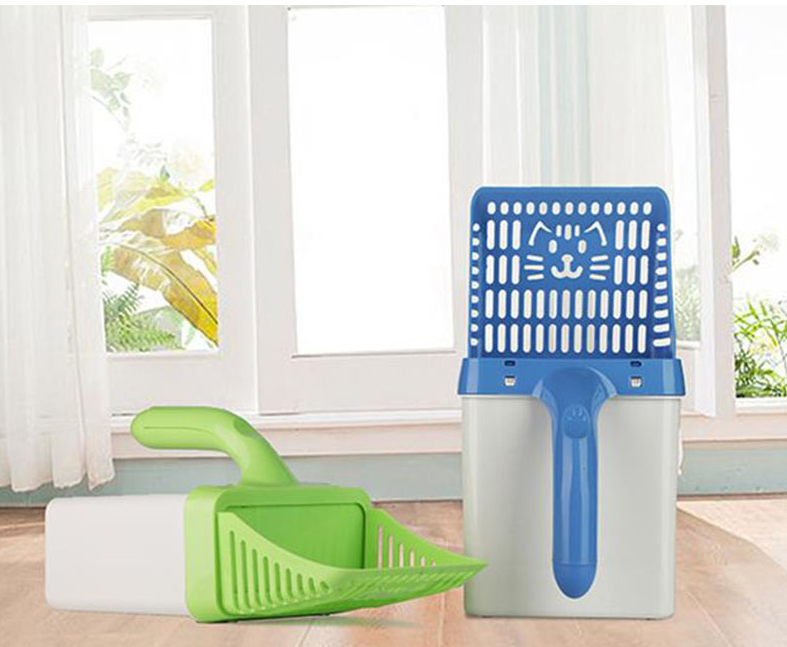 Cat Litter Scooper with Sifter and Waste Bag Storage