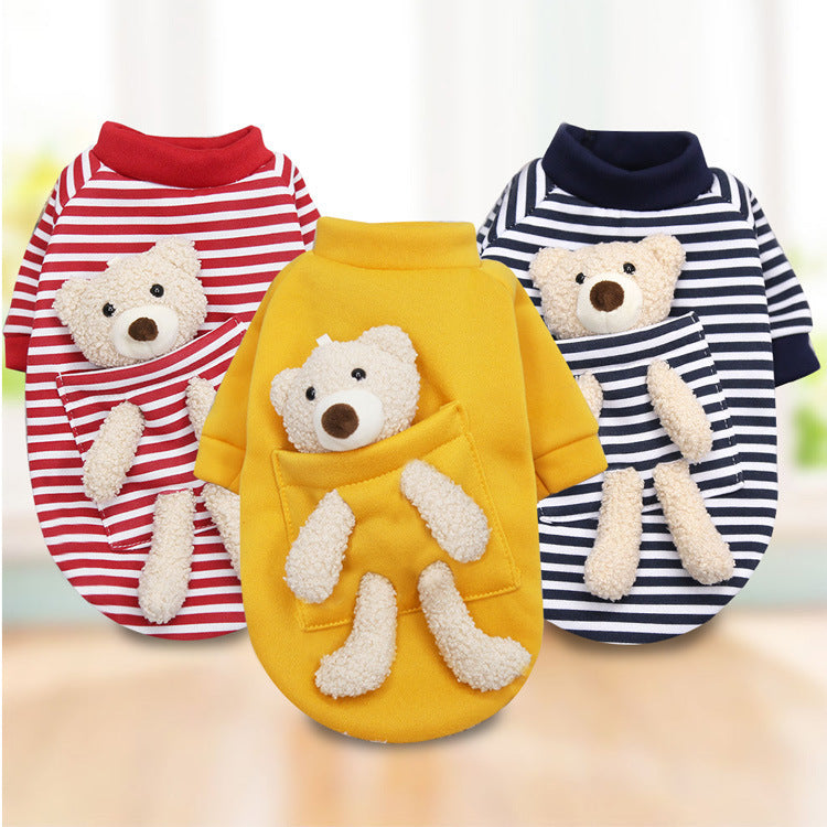 Small Dog Sweater With Warm Teddy Bear Winter Design
