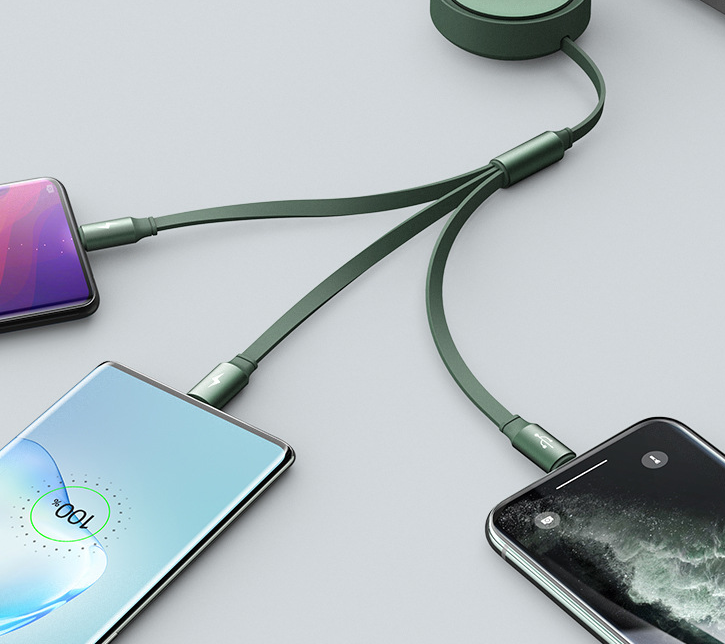 3-in-1 Retractable Charging Cable for Lightning & USB-C