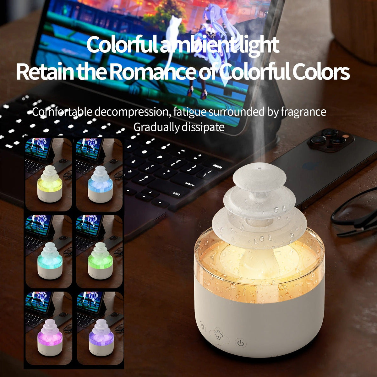Essential Oil Humidifier 500ml with Calming Color Light
