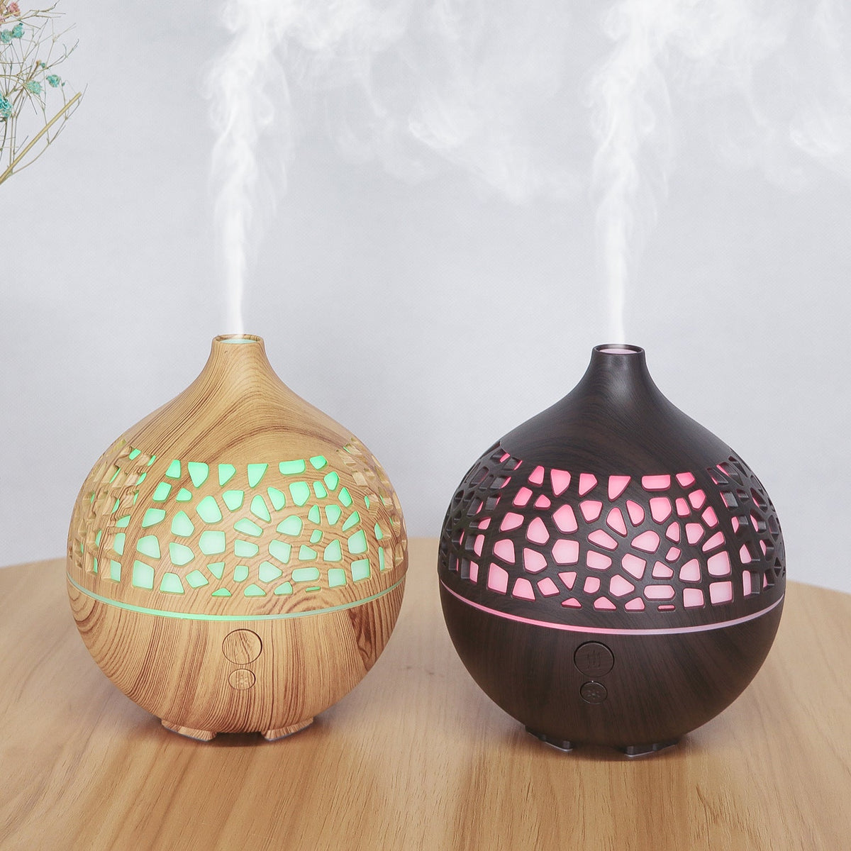 Wood Grain Aroma Diffuser with LED Light, 180ml