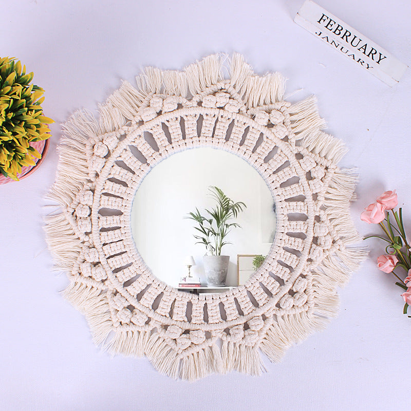 Acrylic Vanity Mirror With Woven Nordic Boho Style