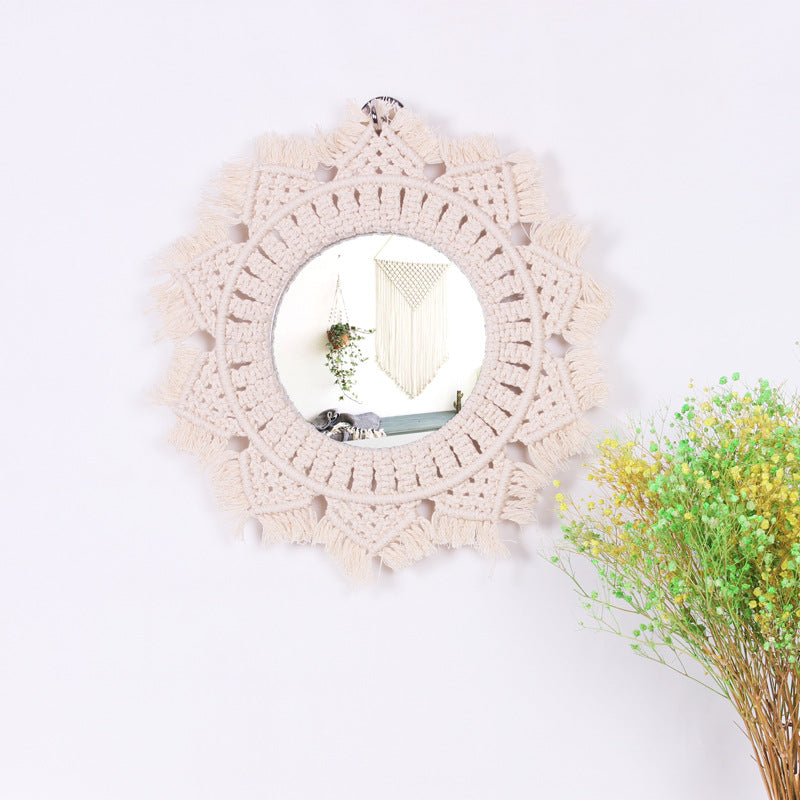 Acrylic Vanity Mirror With Woven Nordic Boho Style