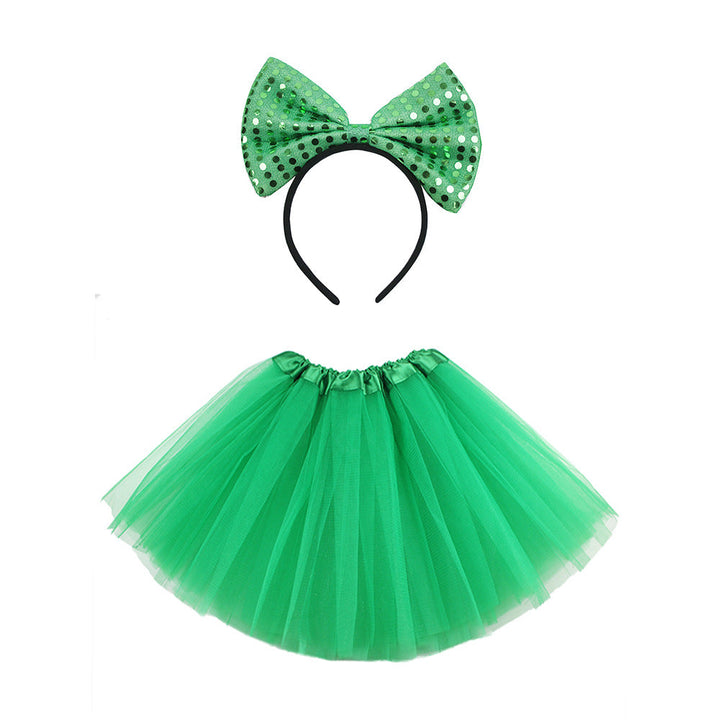 St. Patrick's Day Outfit: Sequin Skirt & Bow Headband