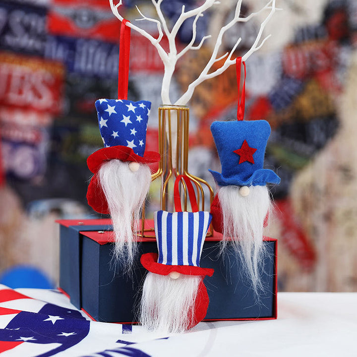 Patriotic Gnome Ornament Set for Festive July 4 Decor