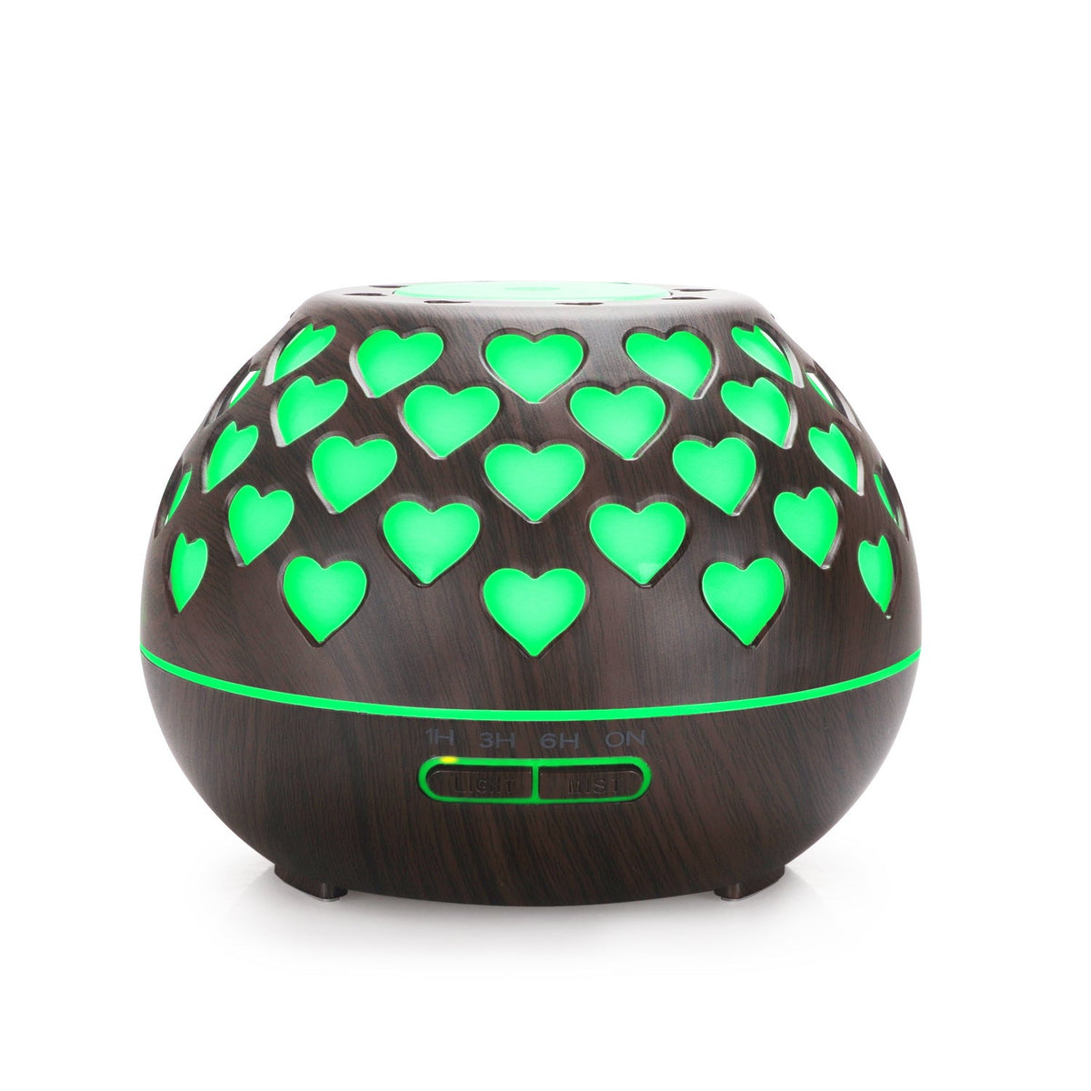 Wood-Look Heart Aroma Diffuser with Color Night Light