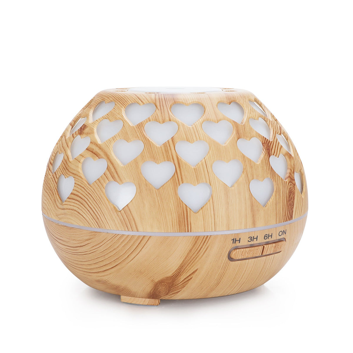 Wood-Look Heart Aroma Diffuser with Color Night Light