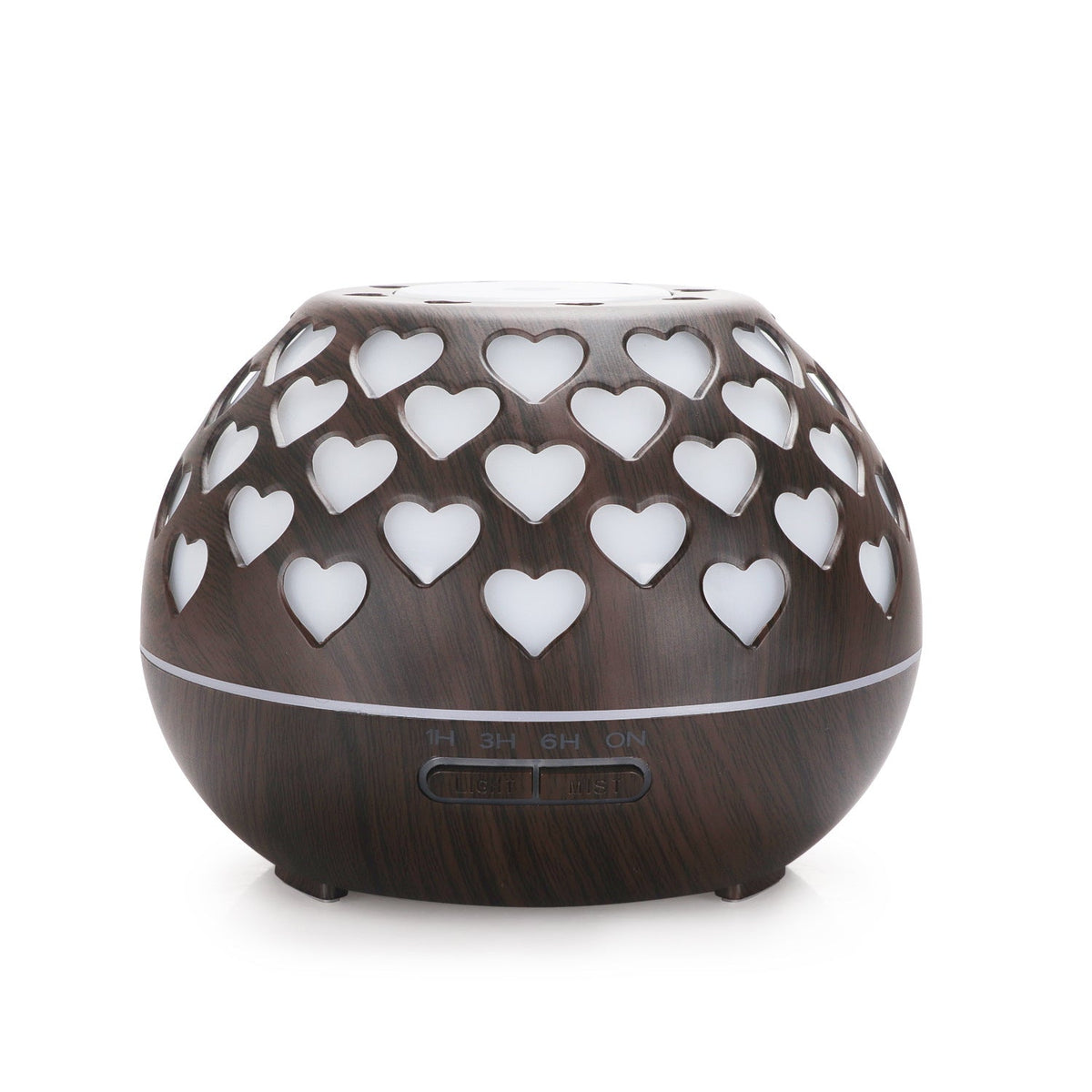 Wood-Look Heart Aroma Diffuser with Color Night Light