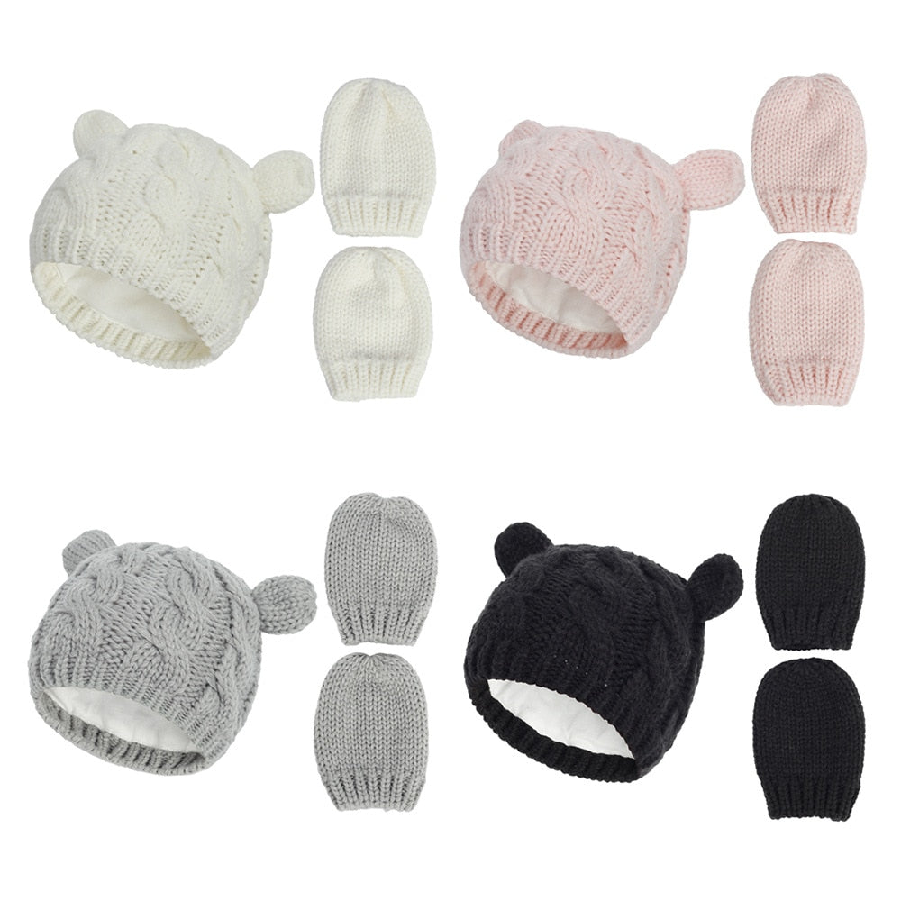 Baby Winter Knit Hat & Mitten Set for 0-18 Months