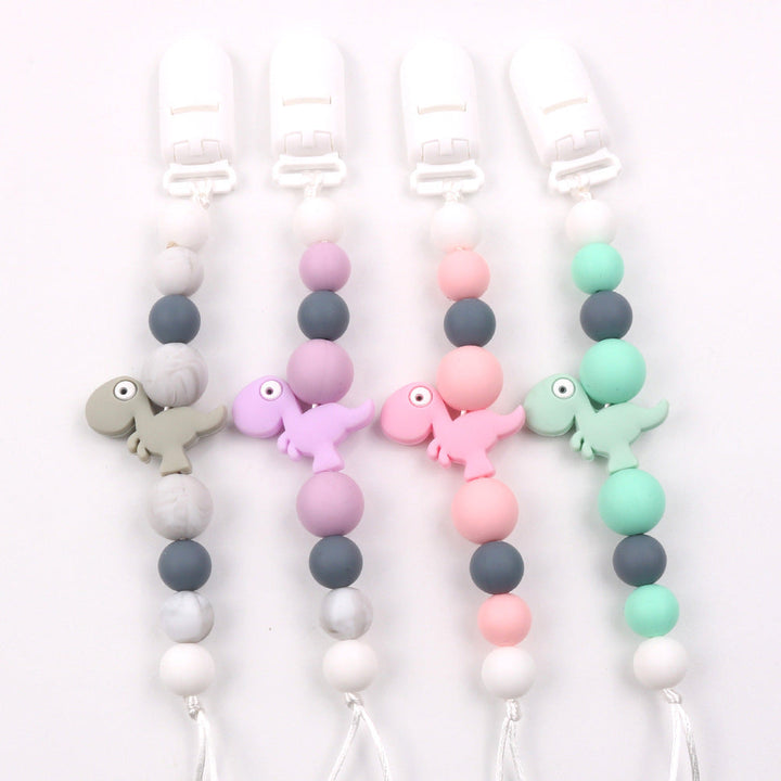 Silicone Dinosaur Pacifier Clip Chain for Easy Finding