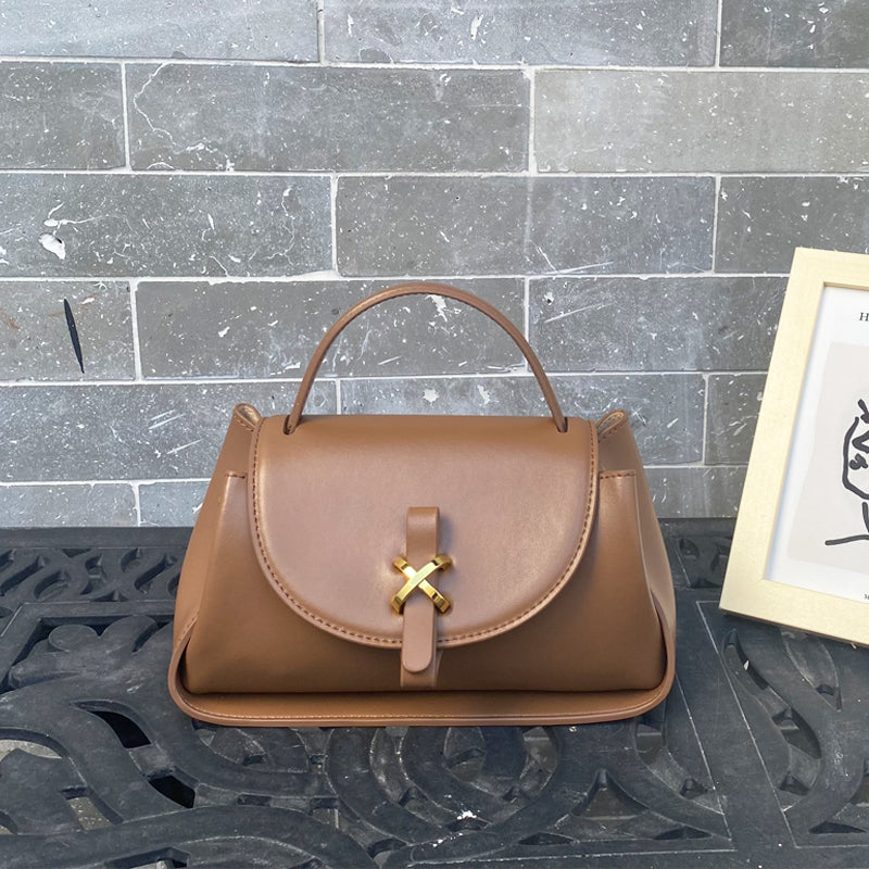 Retro Chestnut Brown Handbag With Versatile Carry