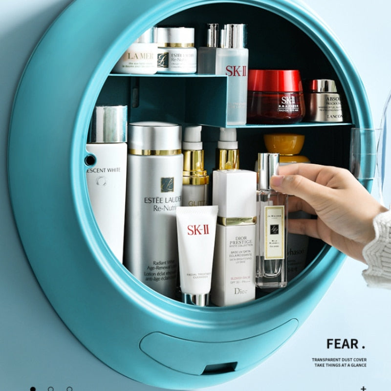 Wall-Mounted Makeup Storage Box with Dust Cover Door