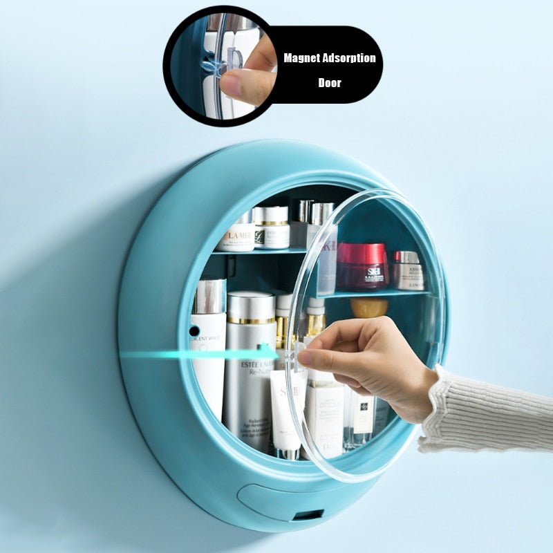 Wall-Mounted Makeup Storage Box with Dust Cover Door