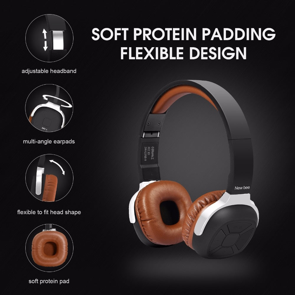 Foldable Wireless Headphones with NFC & 45-Hour Battery