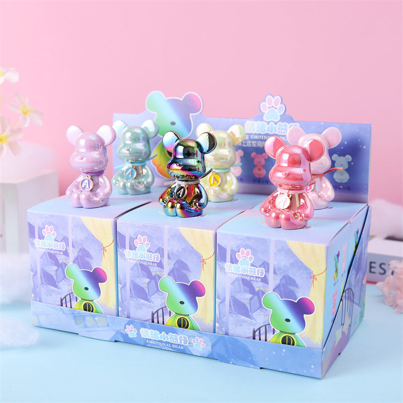 Blind Box Bear Figurine With Pearlescent Letter Charm