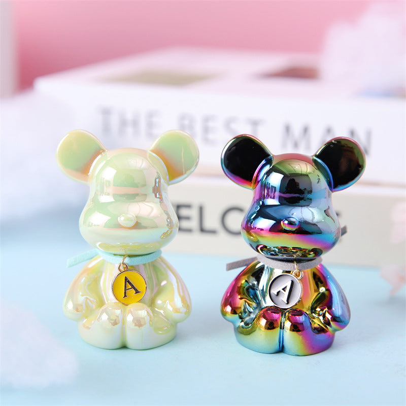 Blind Box Bear Figurine With Pearlescent Letter Charm