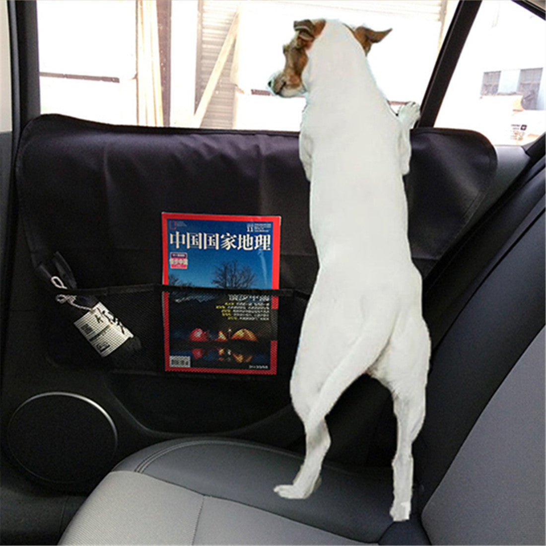Car Door Pet Scratch Protector Pad With Mesh Storage