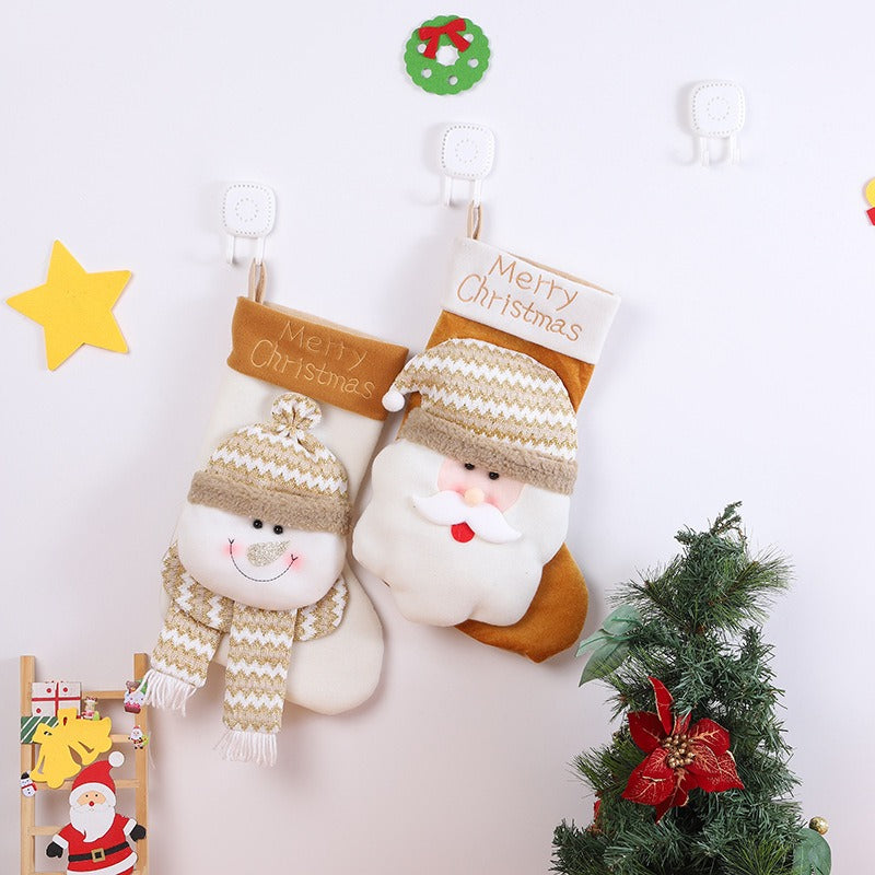 Plush Christmas Stocking Gift Bag for Festive Decor