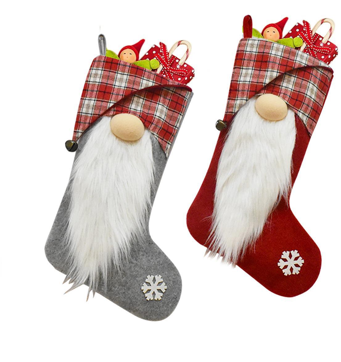 Christmas Gnome Stocking for Cheerful Mantel Decor