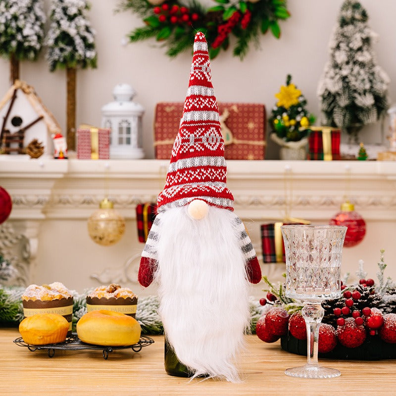 Christmas Wine Bottle Gnome Holiday Decoration Set