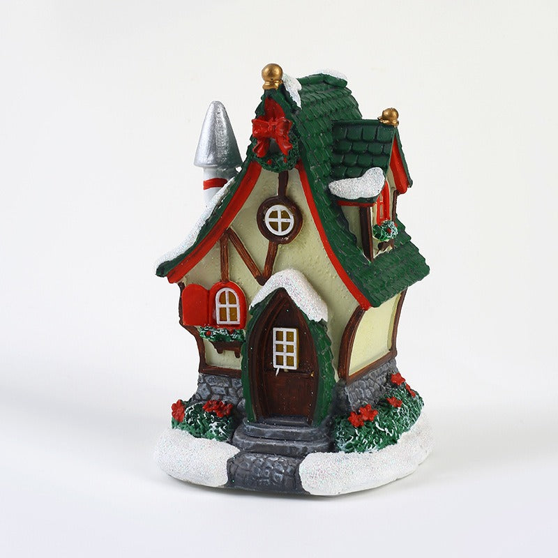 Christmas Village Cottage With Warm Glowing Windows