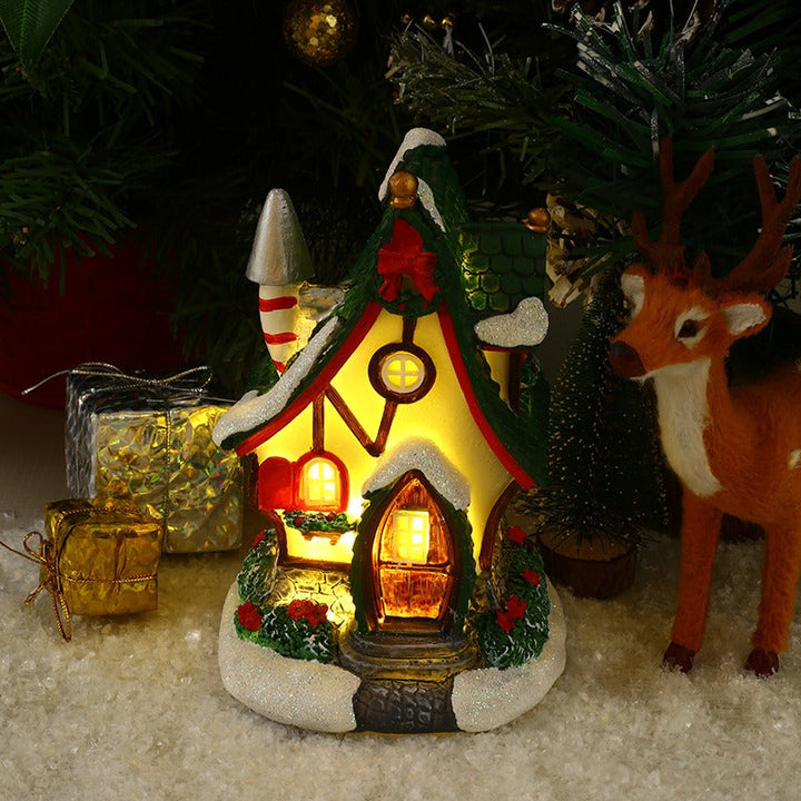 Christmas Village Cottage With Warm Glowing Windows