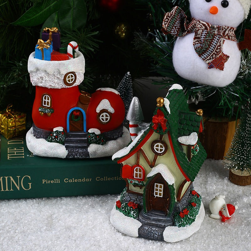 Christmas Village Cottage With Warm Glowing Windows