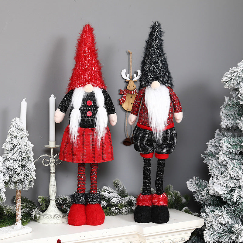 Christmas Gnome Doll Pair - Faceless Plaid Holiday Decor