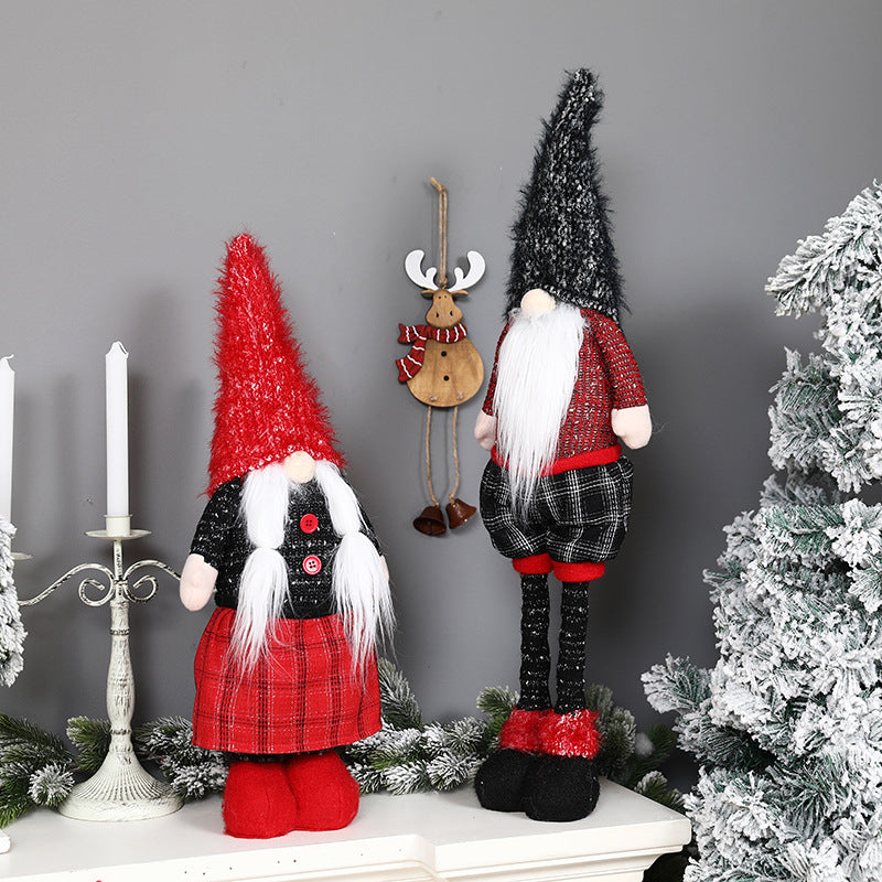 Christmas Gnome Doll Pair - Faceless Plaid Holiday Decor