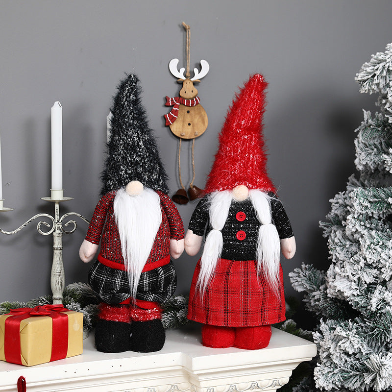 Christmas Gnome Doll Pair - Faceless Plaid Holiday Decor