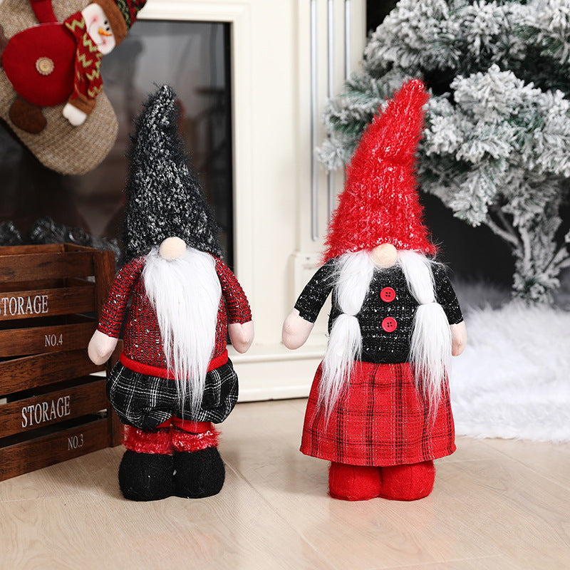 Christmas Gnome Doll Pair - Faceless Plaid Holiday Decor