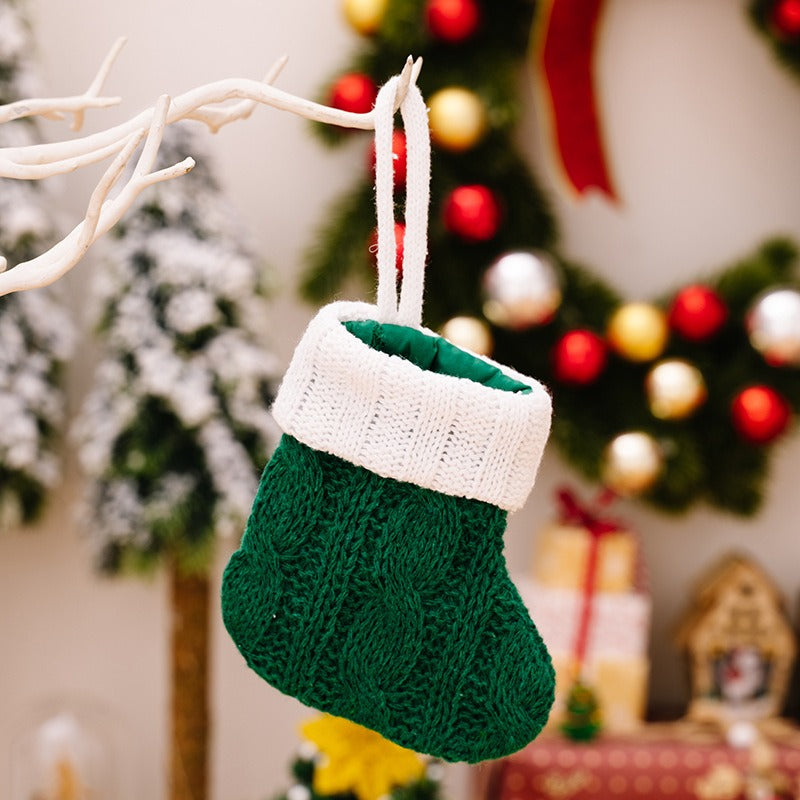 Mini Christmas Knitted Stocking for Cozy Tree Decor