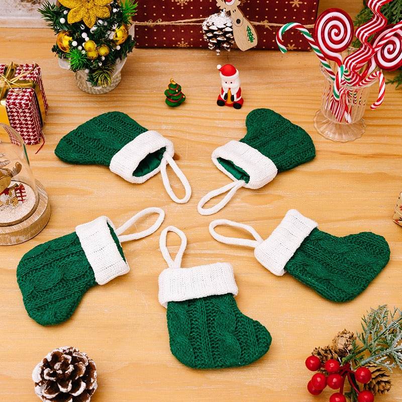 Mini Christmas Knitted Stocking for Cozy Tree Decor