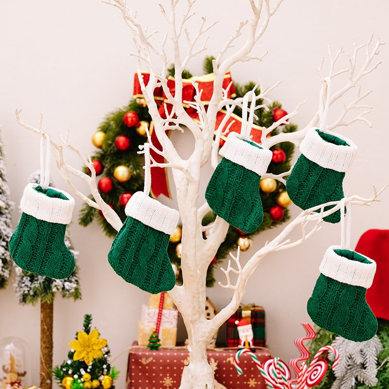 Mini Christmas Knitted Stocking for Cozy Tree Decor
