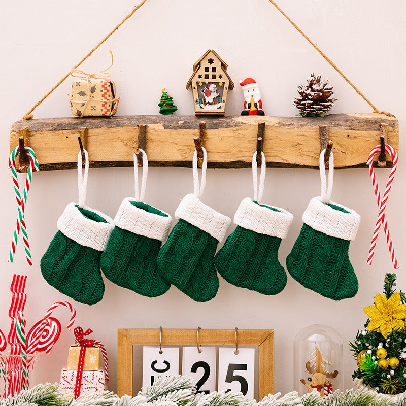 Mini Christmas Knitted Stocking for Cozy Tree Decor