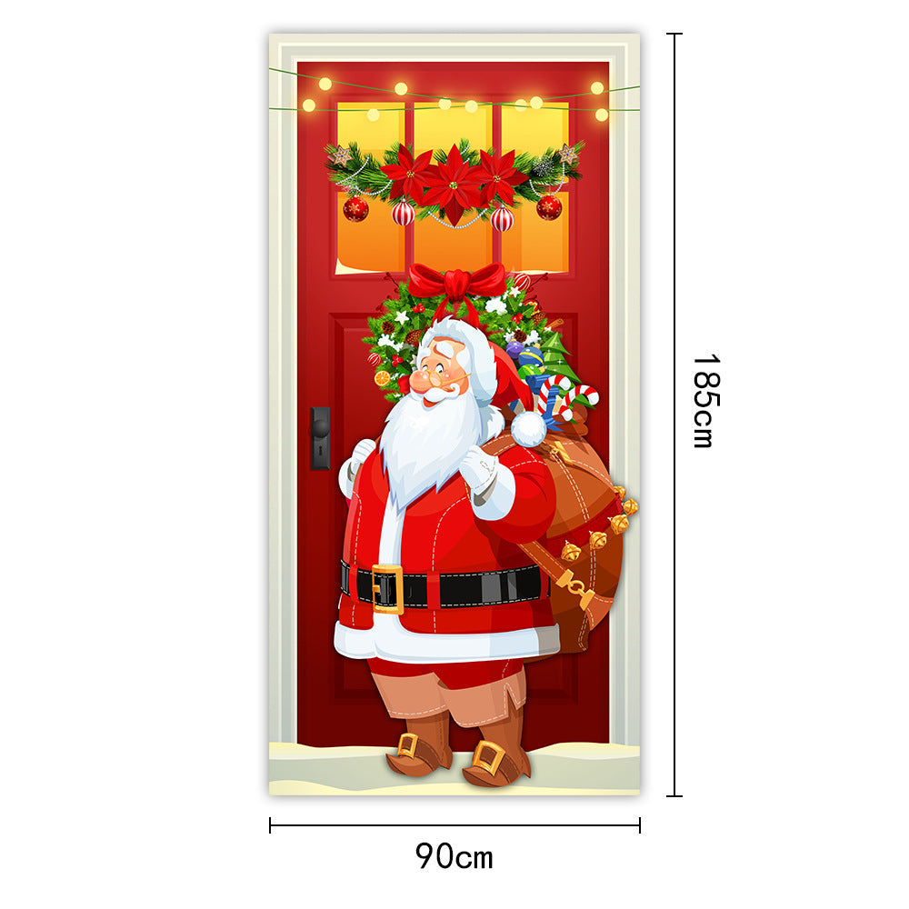 Christmas Door Curtain Santa Claus Outdoor Decoration