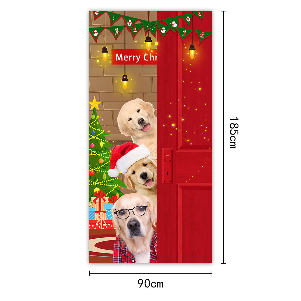 Christmas Door Curtain Santa Claus Outdoor Decoration