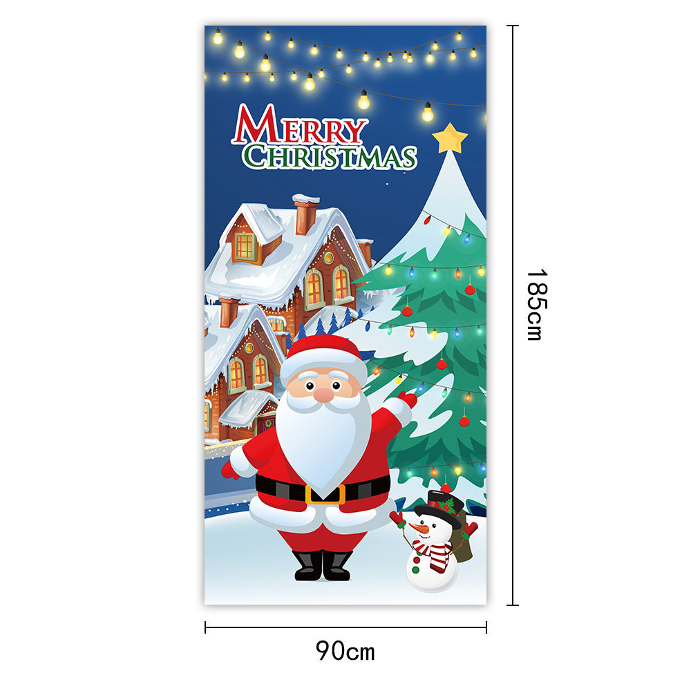 Christmas Door Curtain Santa Claus Outdoor Decoration
