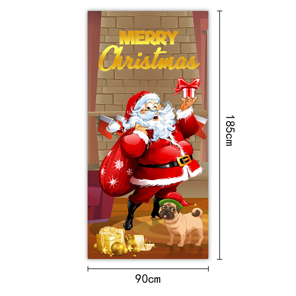 Christmas Door Curtain Santa Claus Outdoor Decoration