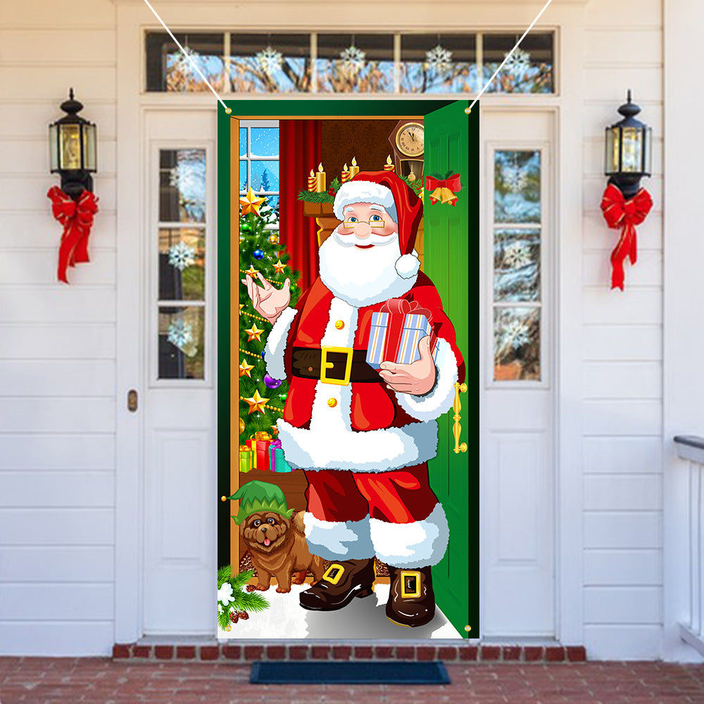 Christmas Door Curtain Santa Claus Outdoor Decoration