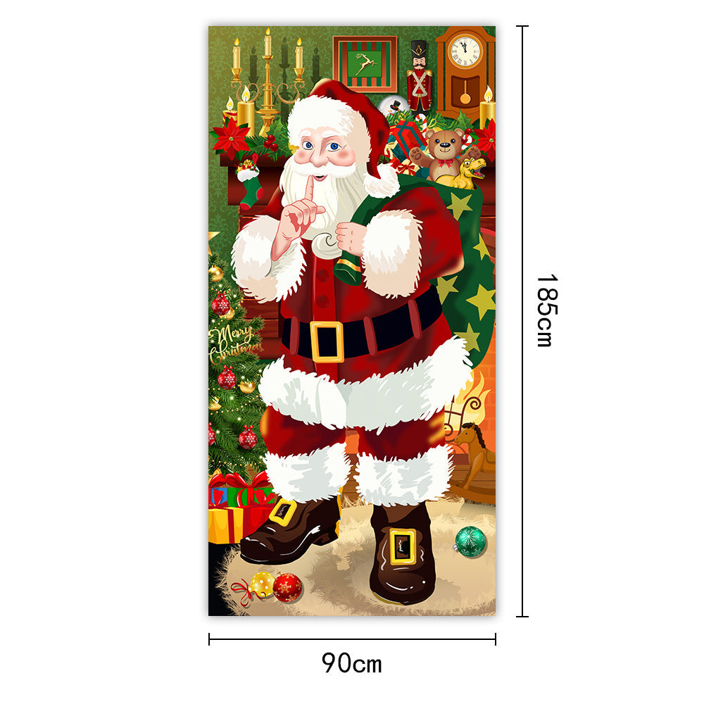 Christmas Door Curtain Santa Claus Outdoor Decoration