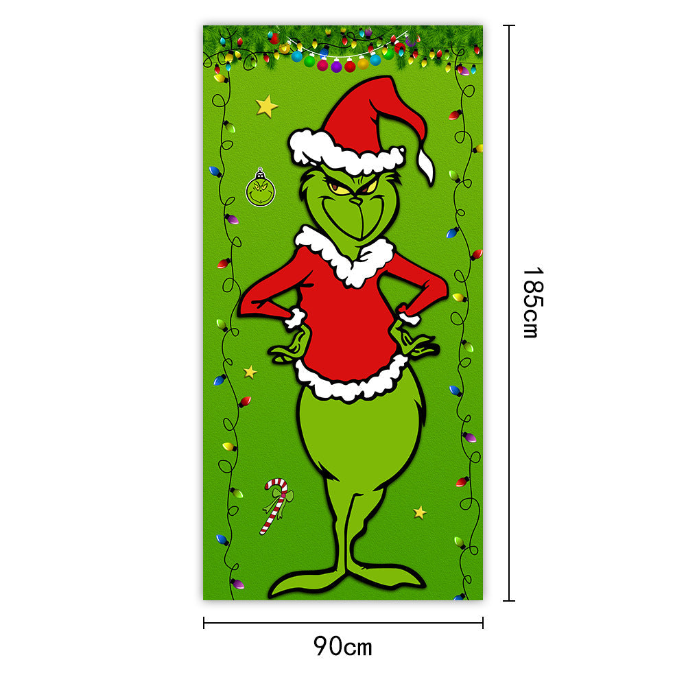 Christmas Door Curtain Santa Claus Outdoor Decoration