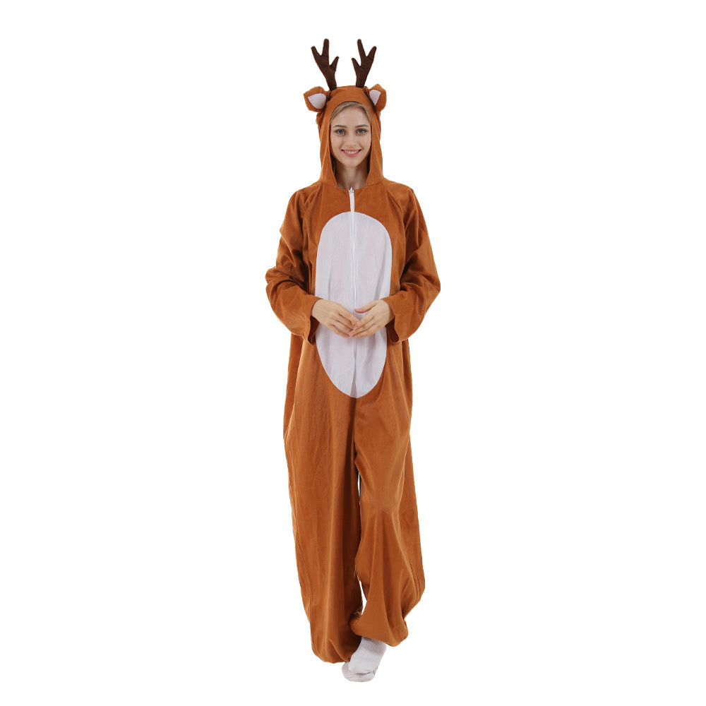 Adult Christmas Reindeer Costume One-Piece Party Suit
