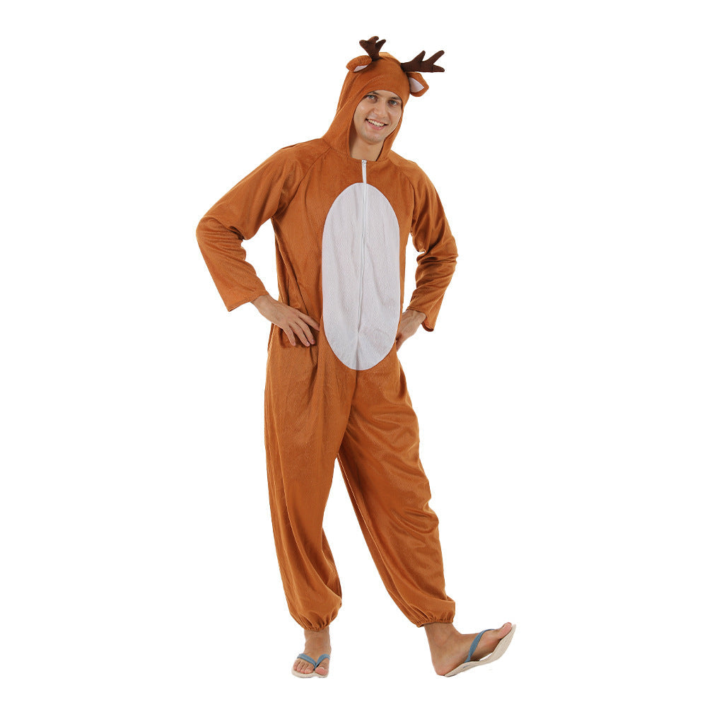 Adult Christmas Reindeer Costume One-Piece Party Suit