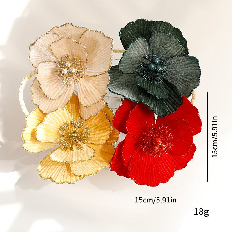 Artificial Christmas Flowers – Elegant Glitter Decor